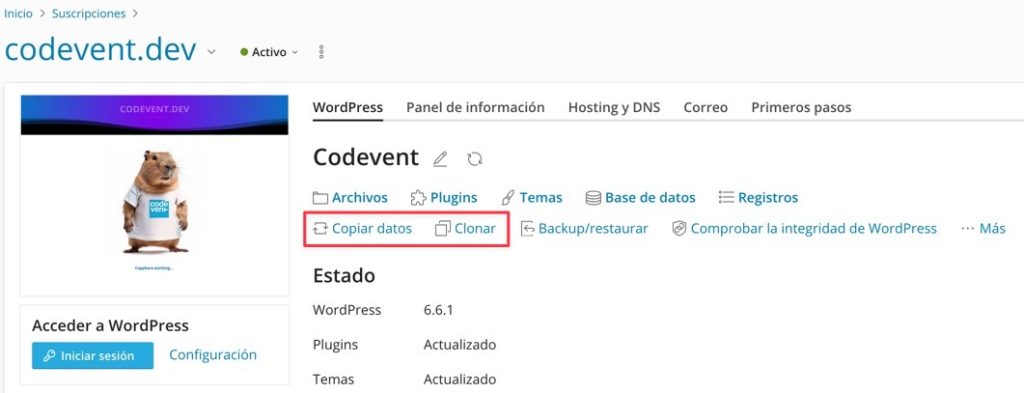 Clonar Sitio Web en WordPress en Servidor Plesk